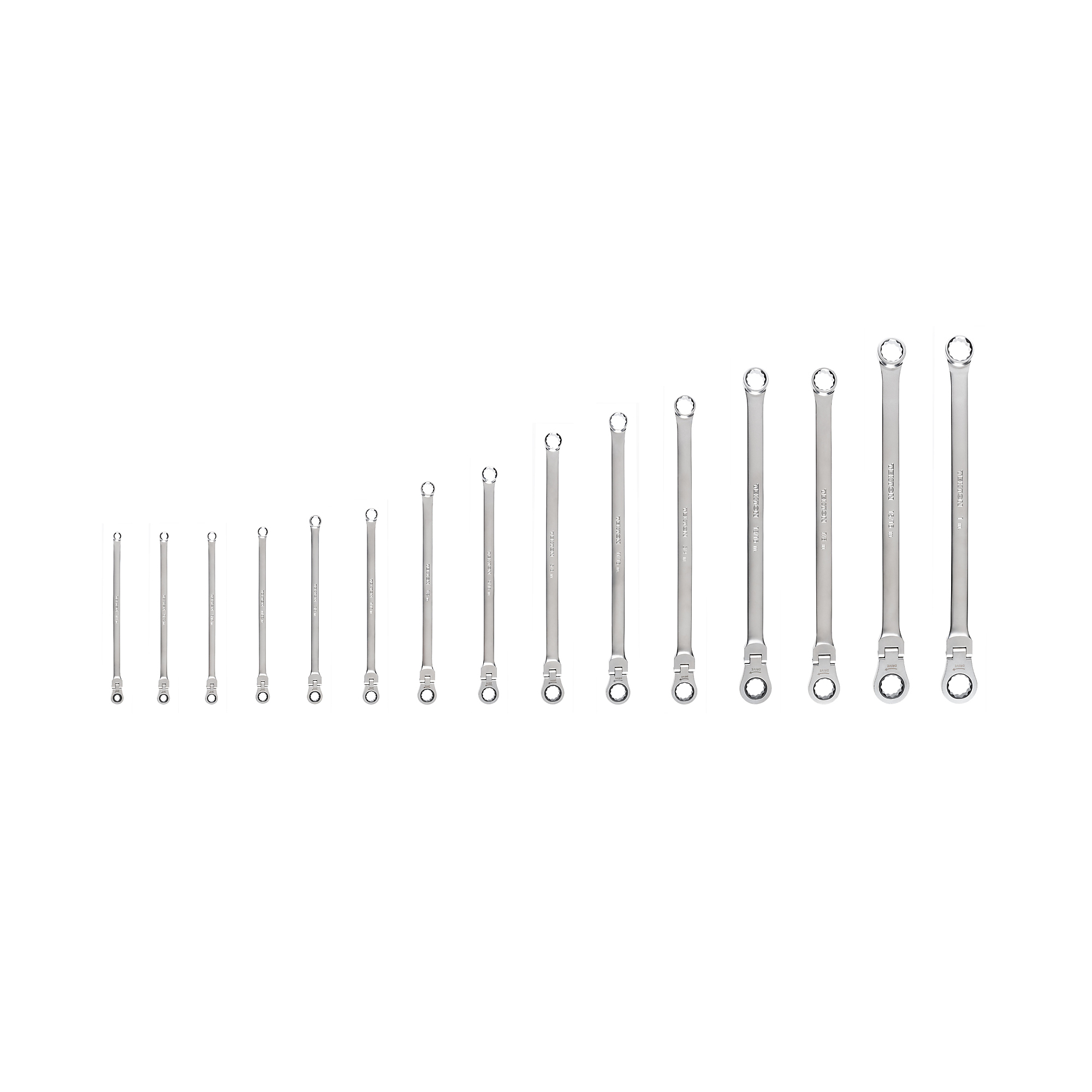 TEKTON Long Fixed/Flex Head 12-Point Ratcheting Box End Wrench Set, 15-Piece (1/4-1 in.) | WRB95002